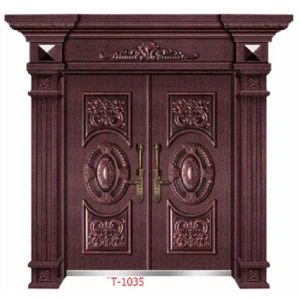 ब्राउन कलर एंट्री स्टील कॉपर डोर