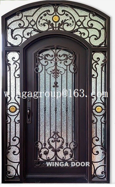 Royal Style Exterior Double Wrought Iron Door