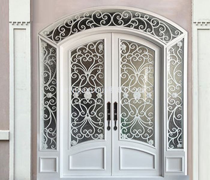 With Window Wrought Iron Front Doors